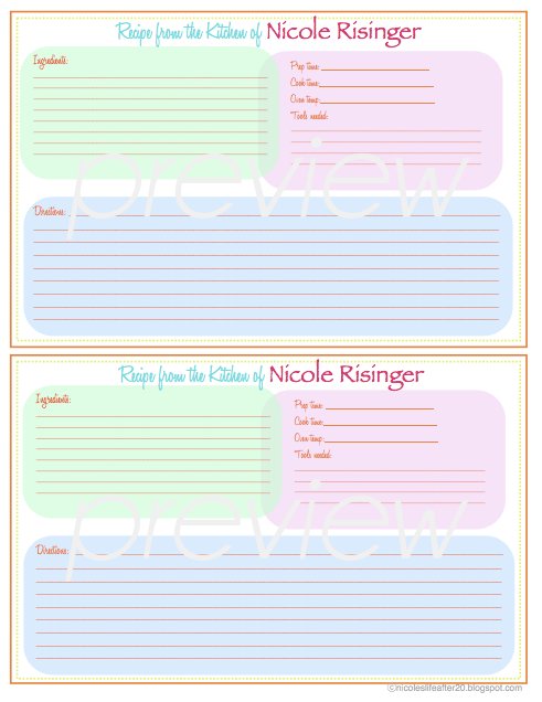recipe page templates