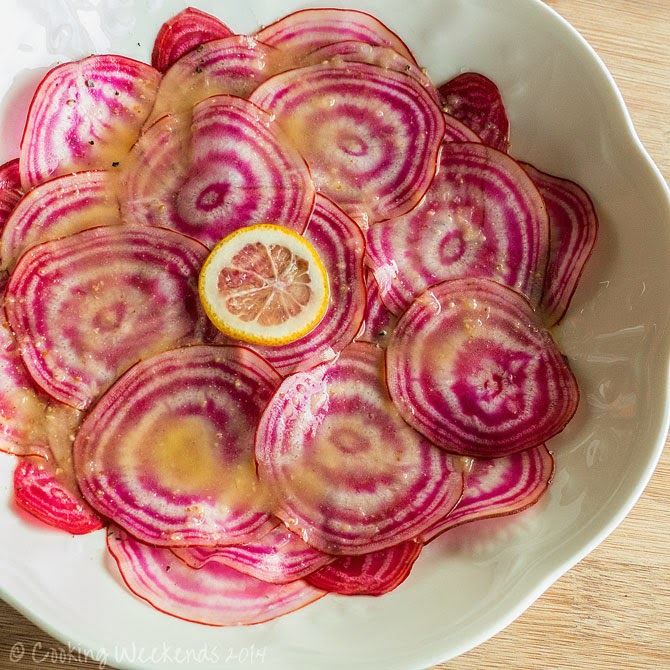 Cooking Weekends Raw Chioggia Beet Salad with Meyer Lemon