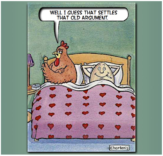 what came first the chicken or the egg? Cartoon