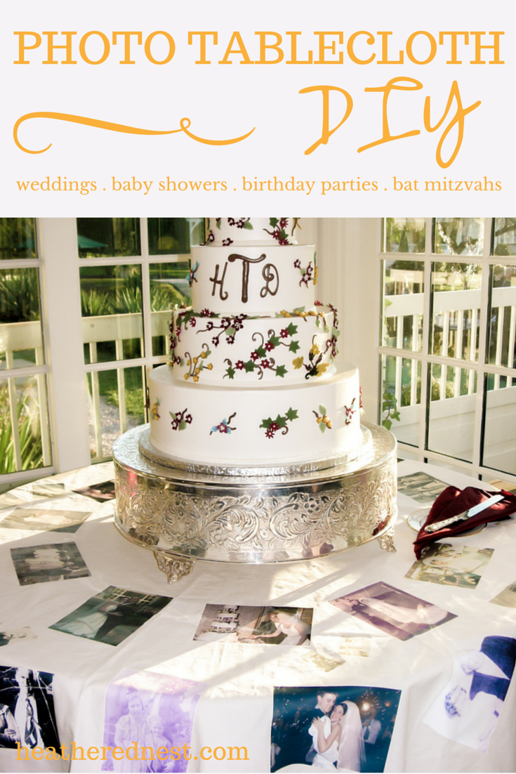 Photo Tablecloth DIY Heathered Nest, Special Even Photo Tablecloth Photo Tablecloth DIY image with ideas for alternate events, bat mitzvah personalized tablecloth, birthday party tablecloth, anniversary tablecloth