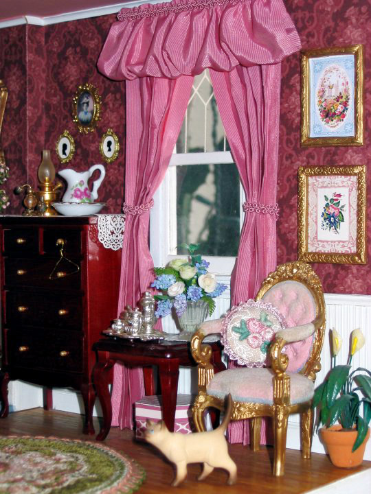 BluKatKraft Victorian Dollhouse Bedroom and Bathroom, 112 Scale Miniatures, Pt. 4