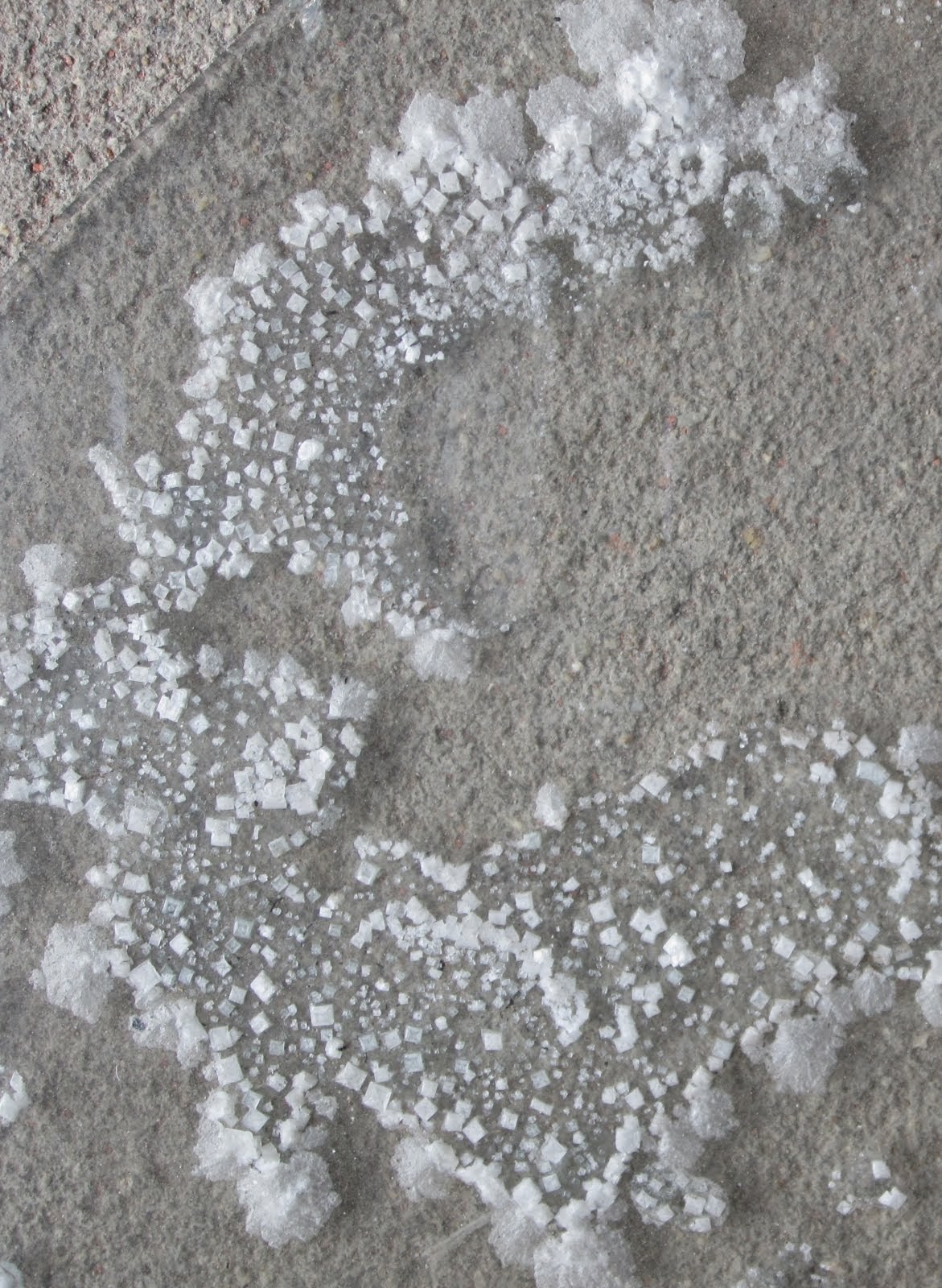 Formação de cristais de sal