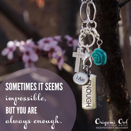 I Am Enough Origami Owl Tagged Necklace from StoriedCharms.com