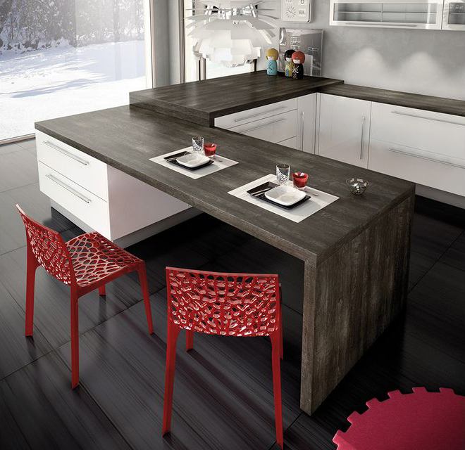 Cuisine blanche Cuisine avec table integree
