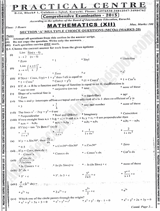 practical centre guess papers 2015 class 12th