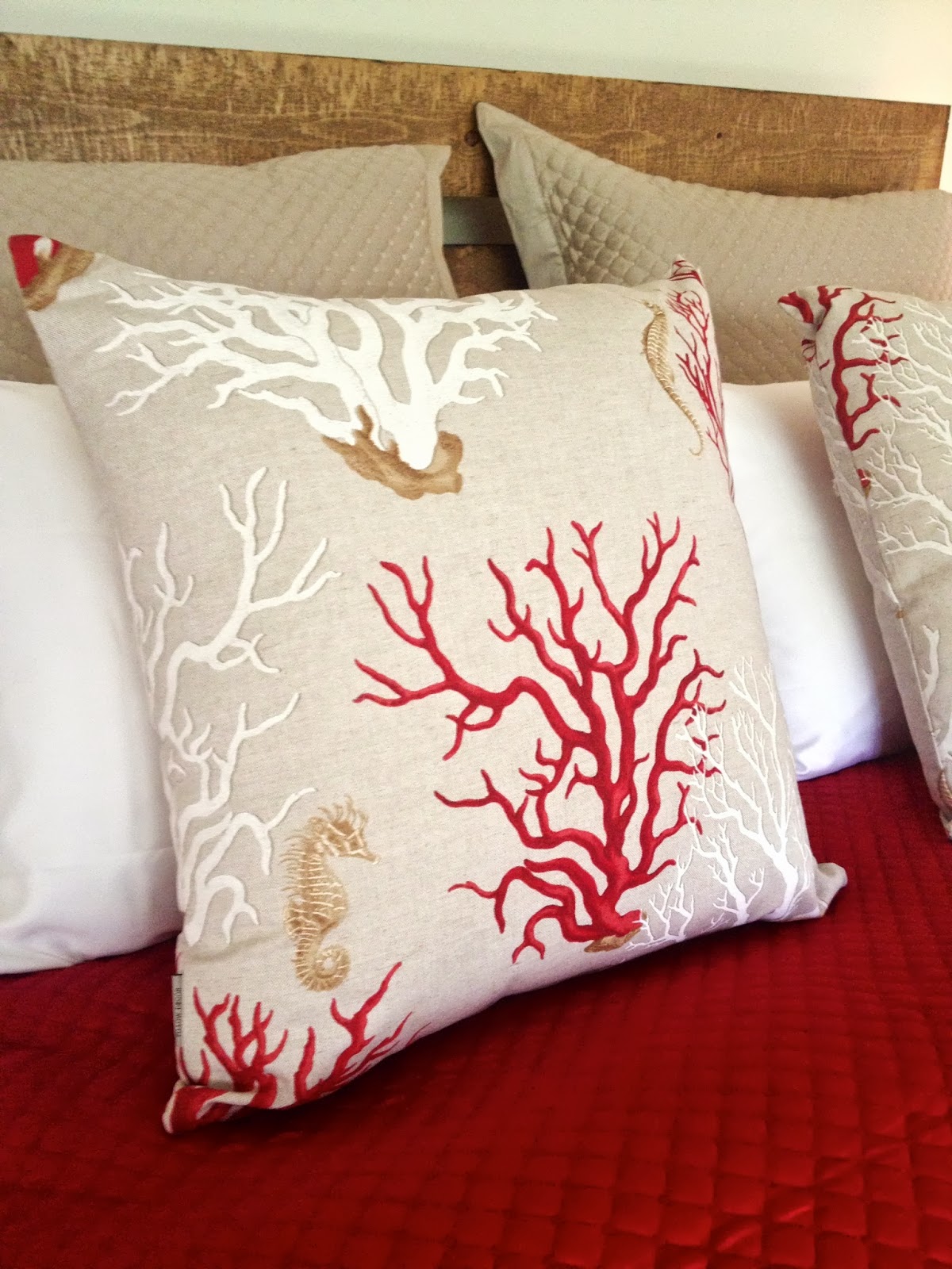 Small Things Bright and Beautiful Coral Print Pillow