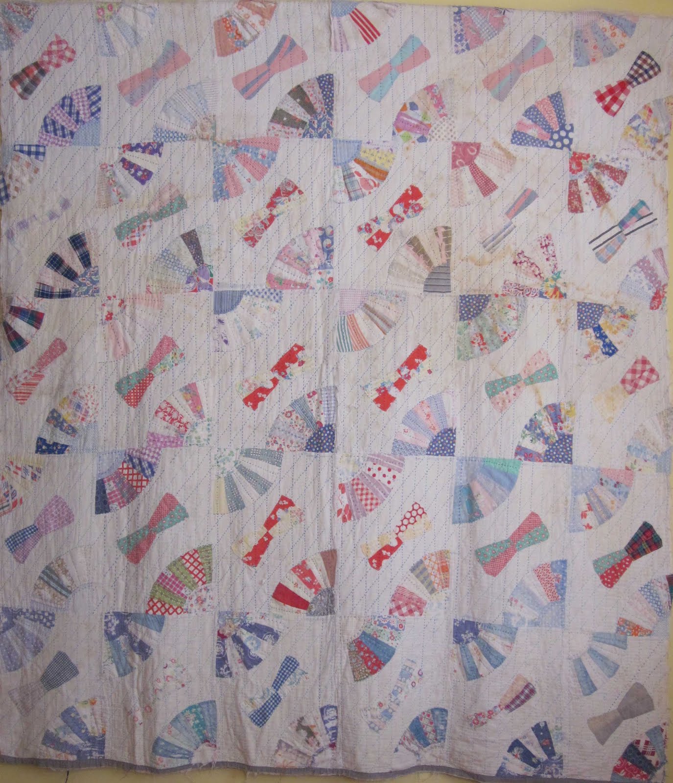 Deb Rowden's Thrift Shop Quilts Quilted with embroidery floss