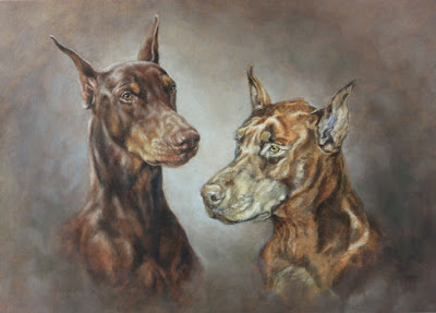 Doberman Dog Portrait by Lori Levin