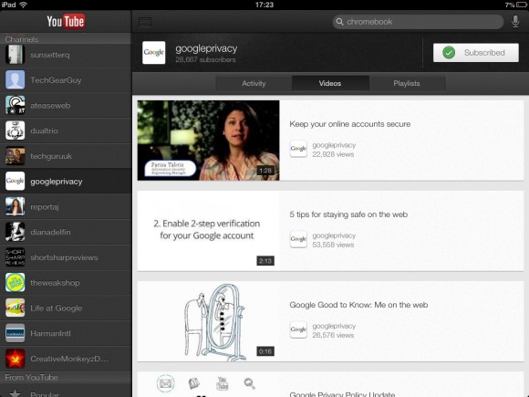 YouTube's iPad