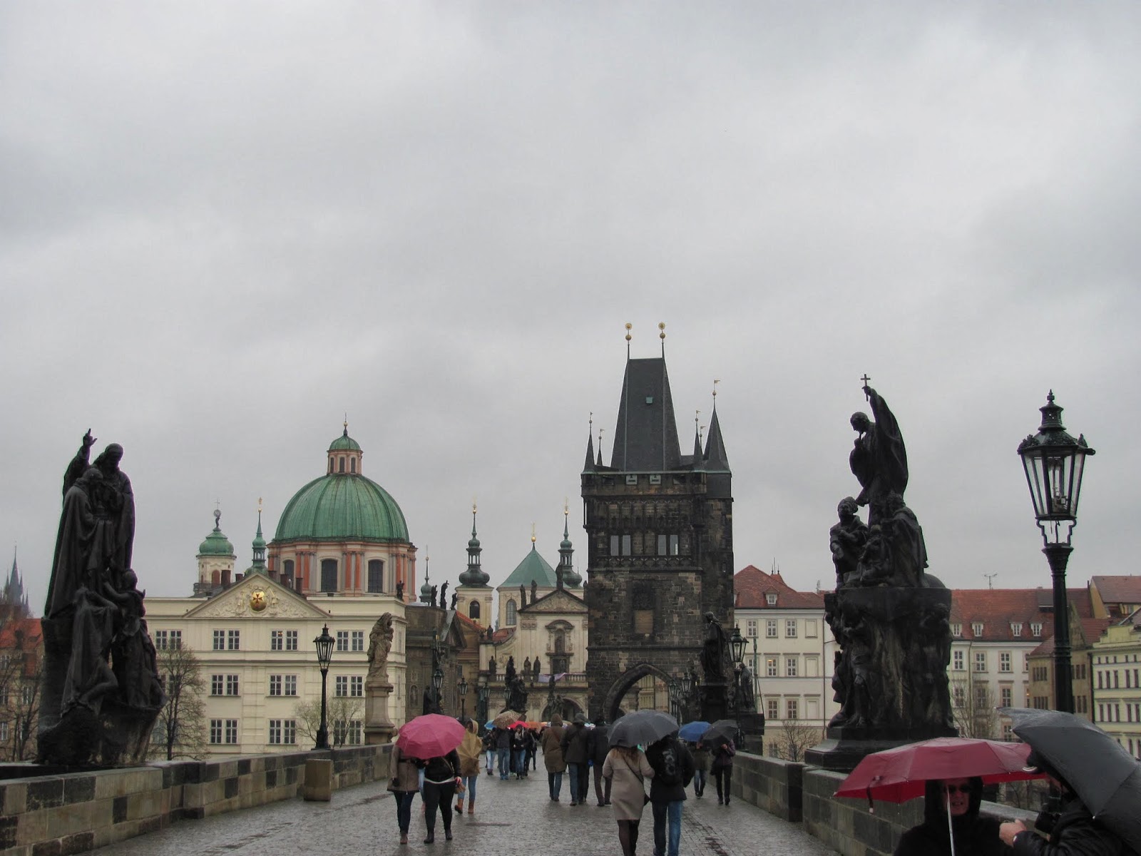 On Lots of Postcards Charles Bridge in the Rain in Prague