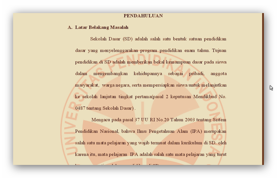 Contoh Skripsi PGSD INFORMASI PENDIDIKAN