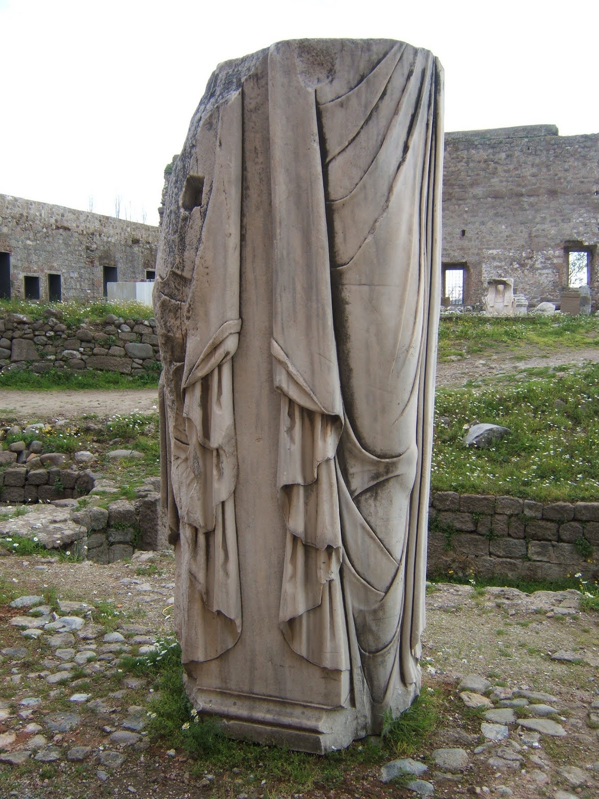 Egyptian goddess, Sekhmet. Egyptian goddess Sekhmet, dress carved in marble, Red Basilica- Pergamon, Turkey