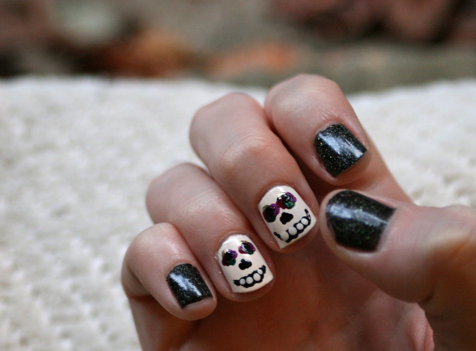 diy skull nail art
