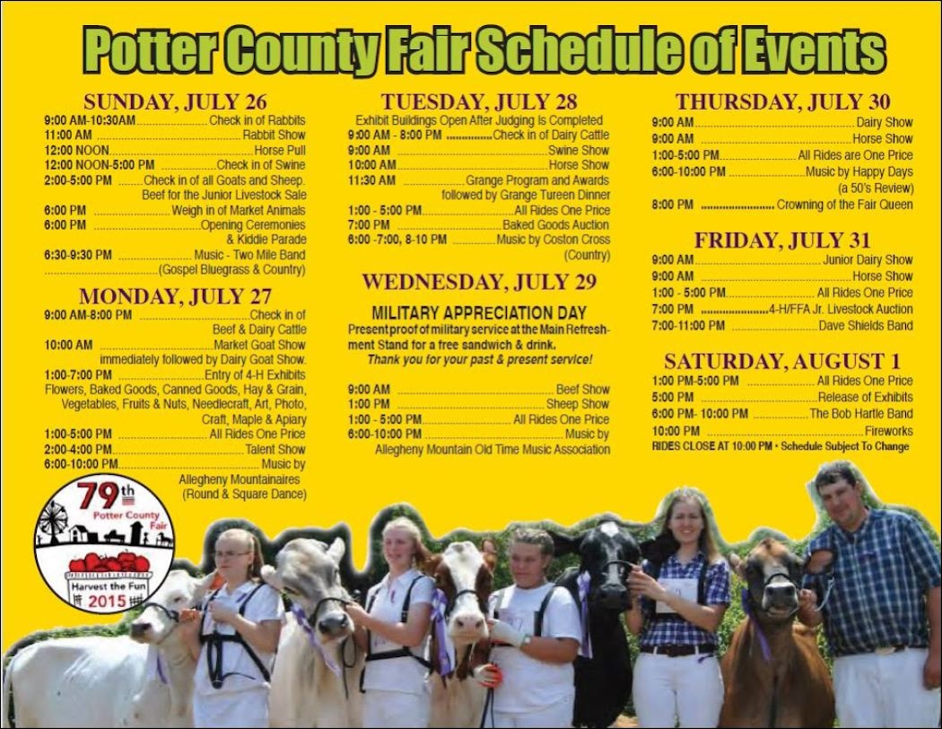 Solomon's Photos 2015 Potter County Fair Schedule