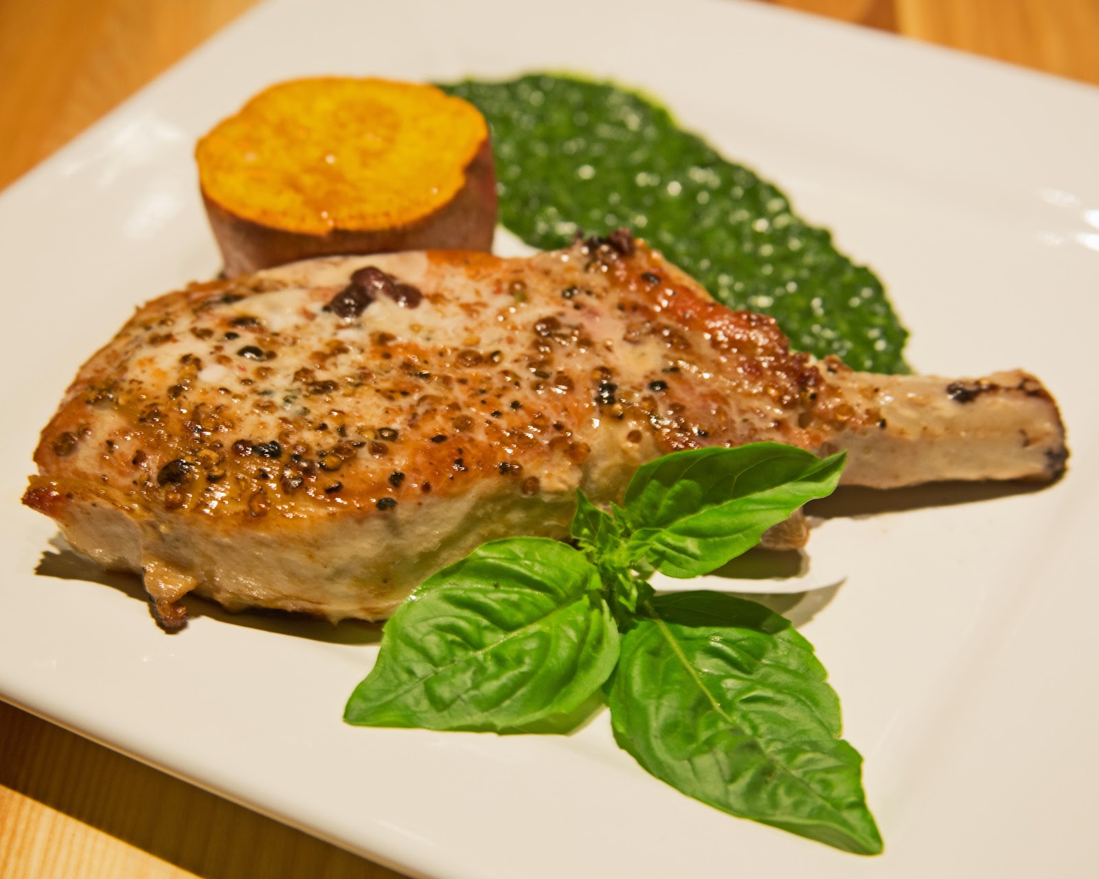 Bone In Pork Loin Chop with Basil Mint Pesto Sauce the DIY food blog