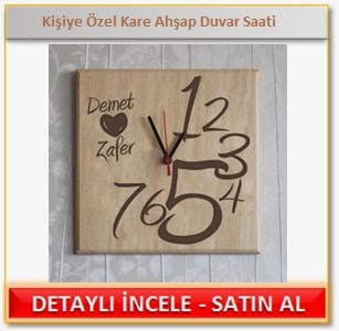 Sevgiliye doğum günü hediyesi Kişiye Özel Kare Ahşap Duvar Saati