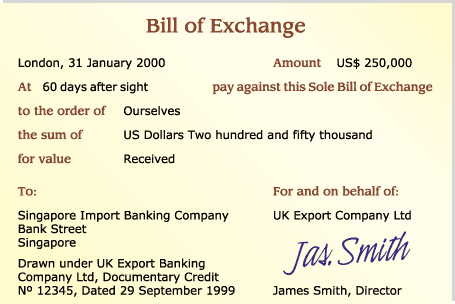 a specimen of bill of exchange tips for study sample of bills