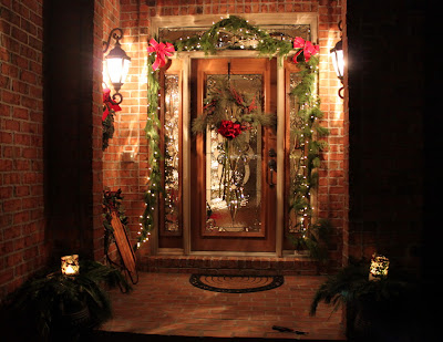 Decorate a Christmas front door using live garland!