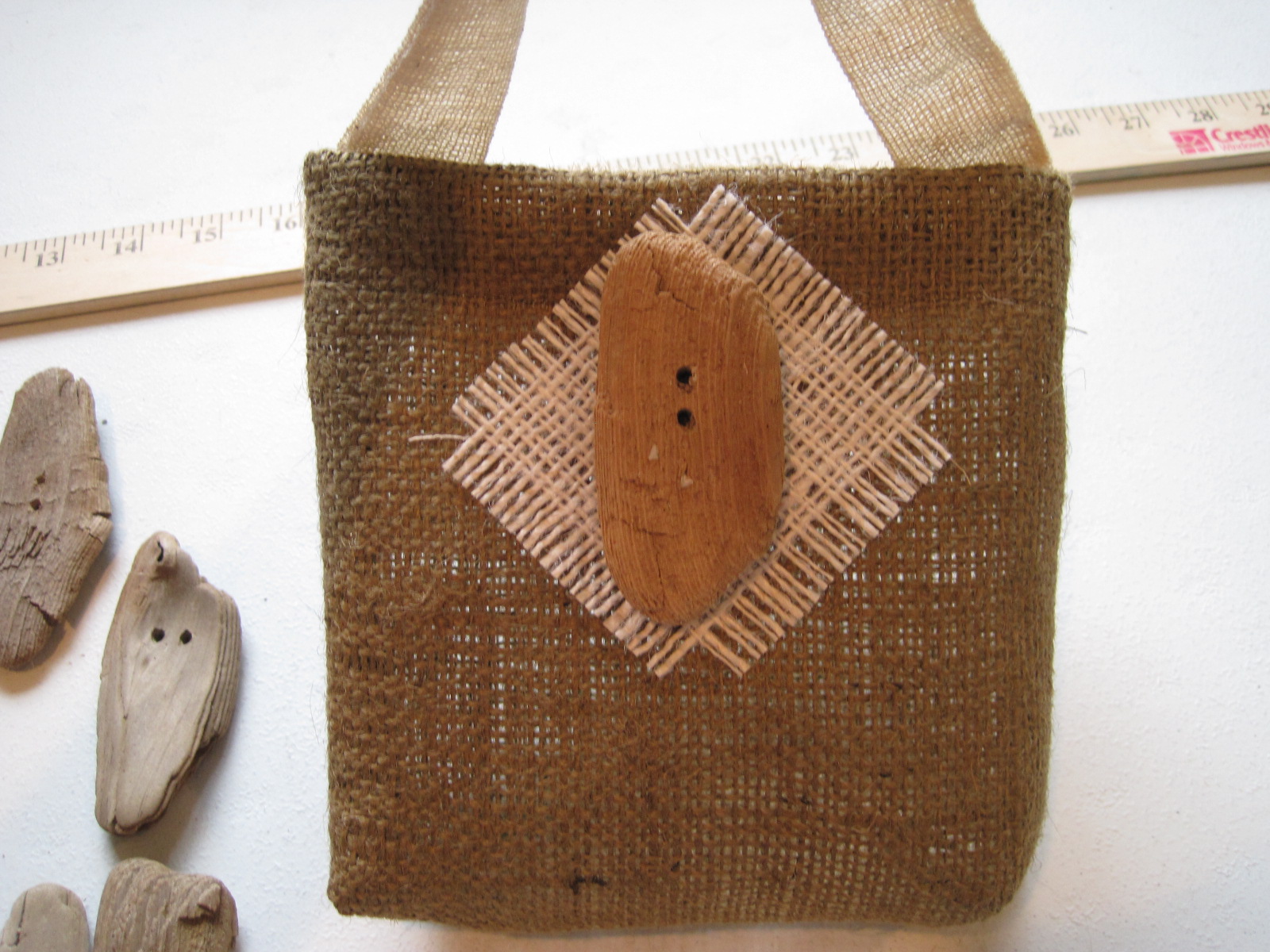 Float Interiors How to Make a Burlap Gift Bag with Driftwood Button