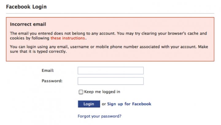 Nicht facebook login geht Die Anmeldung