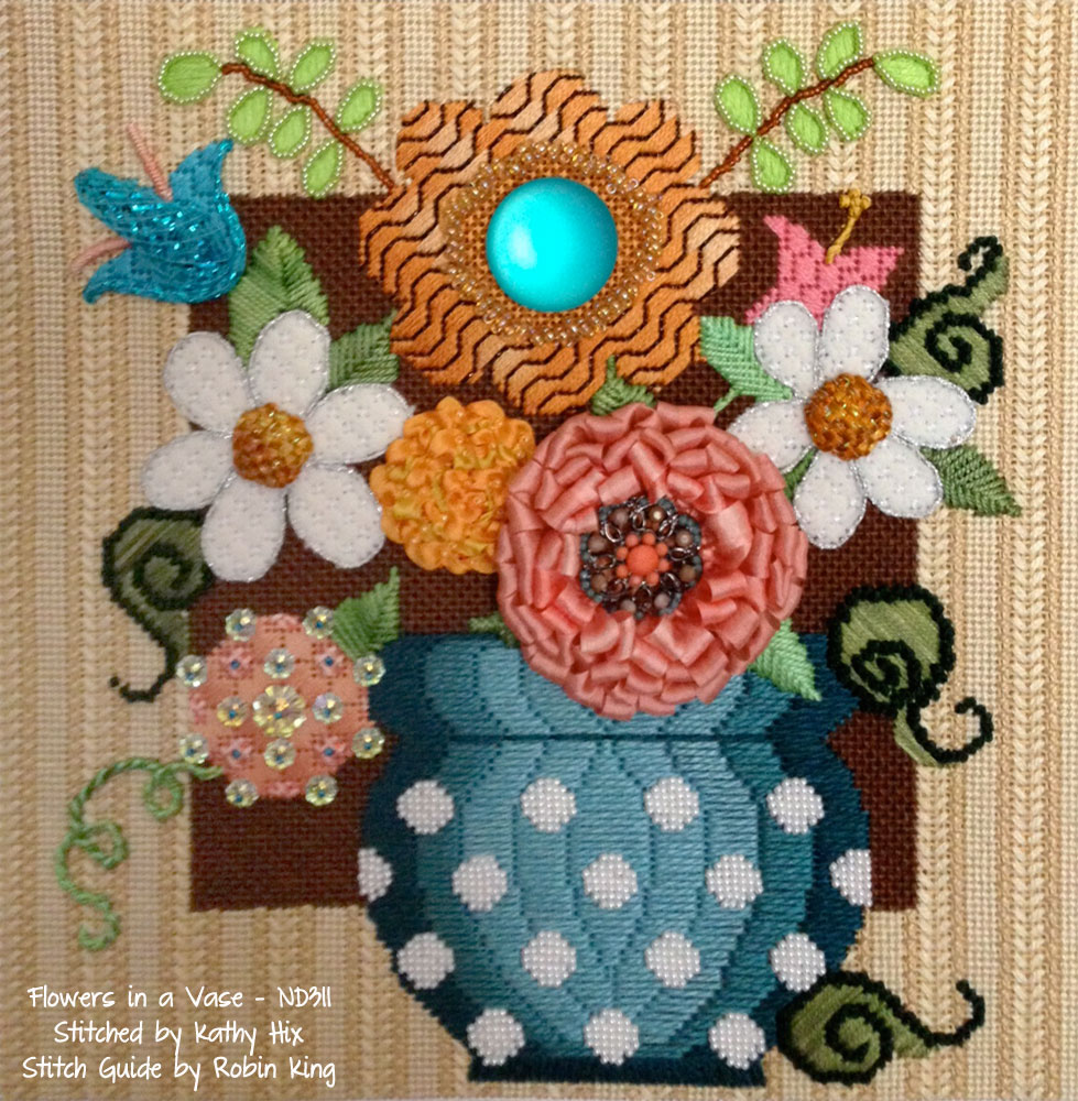 Needlepoint Study Hall Teaching Flowers in a Vase at In StitchesAtlanta
