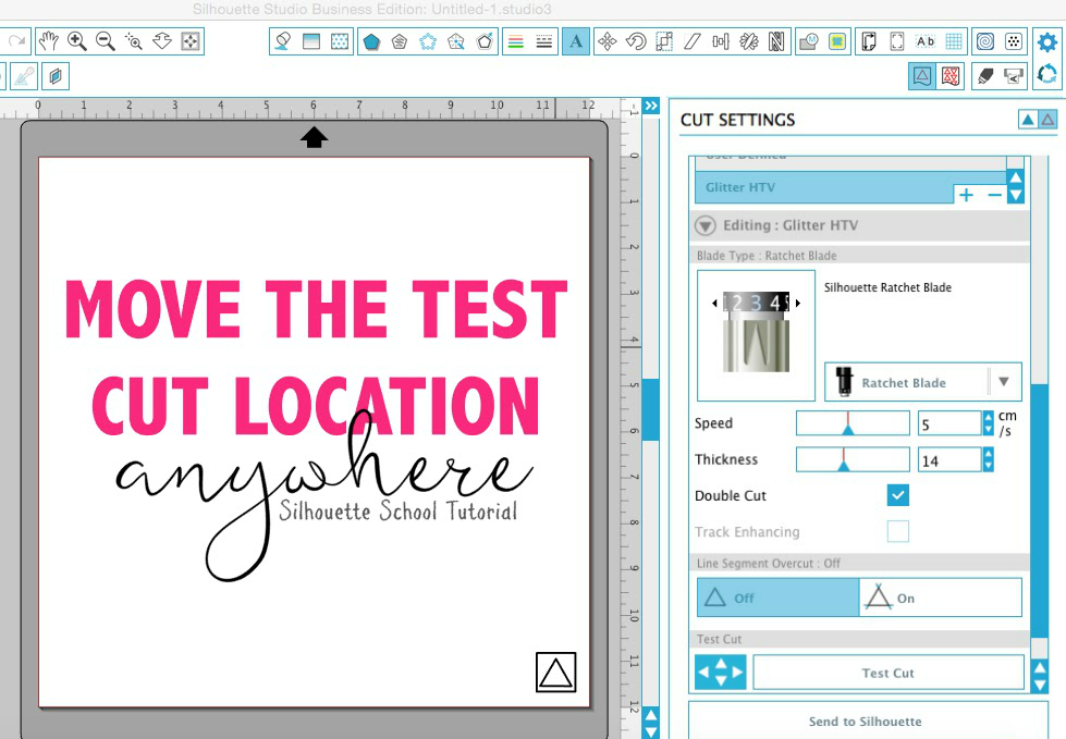 How to Move the Test Cut Location Anywhere Silhouette CAMEO/Portrait