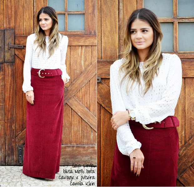 blusa branca com saia longa