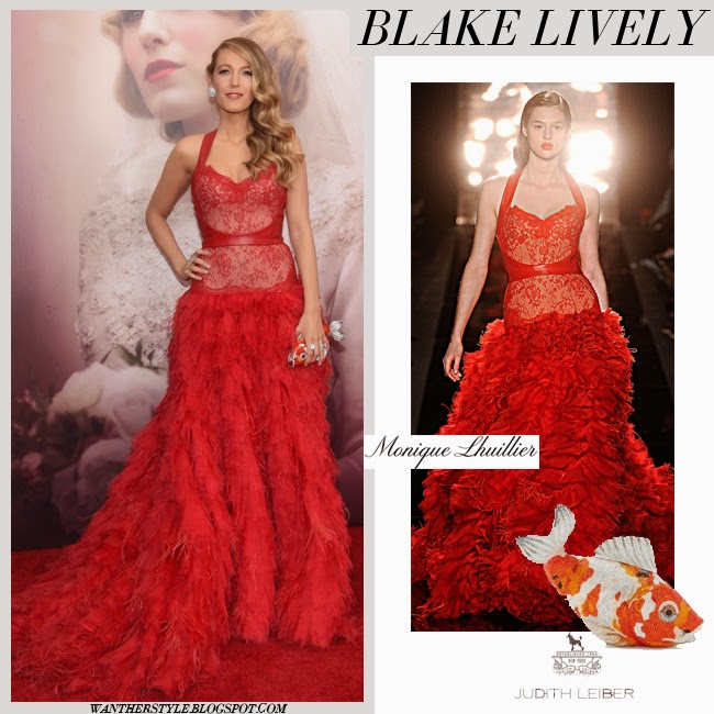 What She Wore Blake Lively In Red Lace And Leather Gown From Blake Lively In Red Lace And Leather Gown From Monique Lhuillier Carpet Style 2017 Blonde