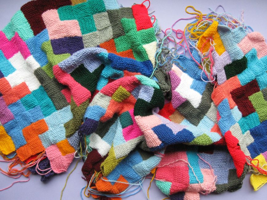 Bugs and Fishes by Lupin Patchwork Plans Knitted Blankets In Progress