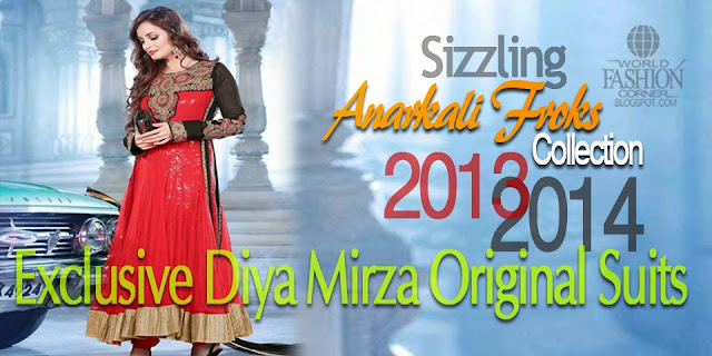 Sizzling Diya Mirza Anarkali Frocks 2013-2014