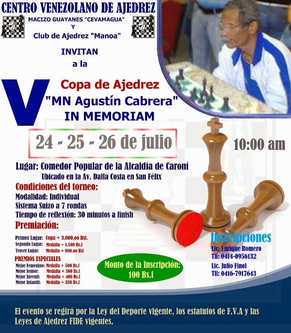V COPA DE AJEDREZ "AGUSTÍN CABRERA IN MEMORIAM" V COPA DE AJEDREZ "AGUSTÍN CABRERA IN MEMORIAM"