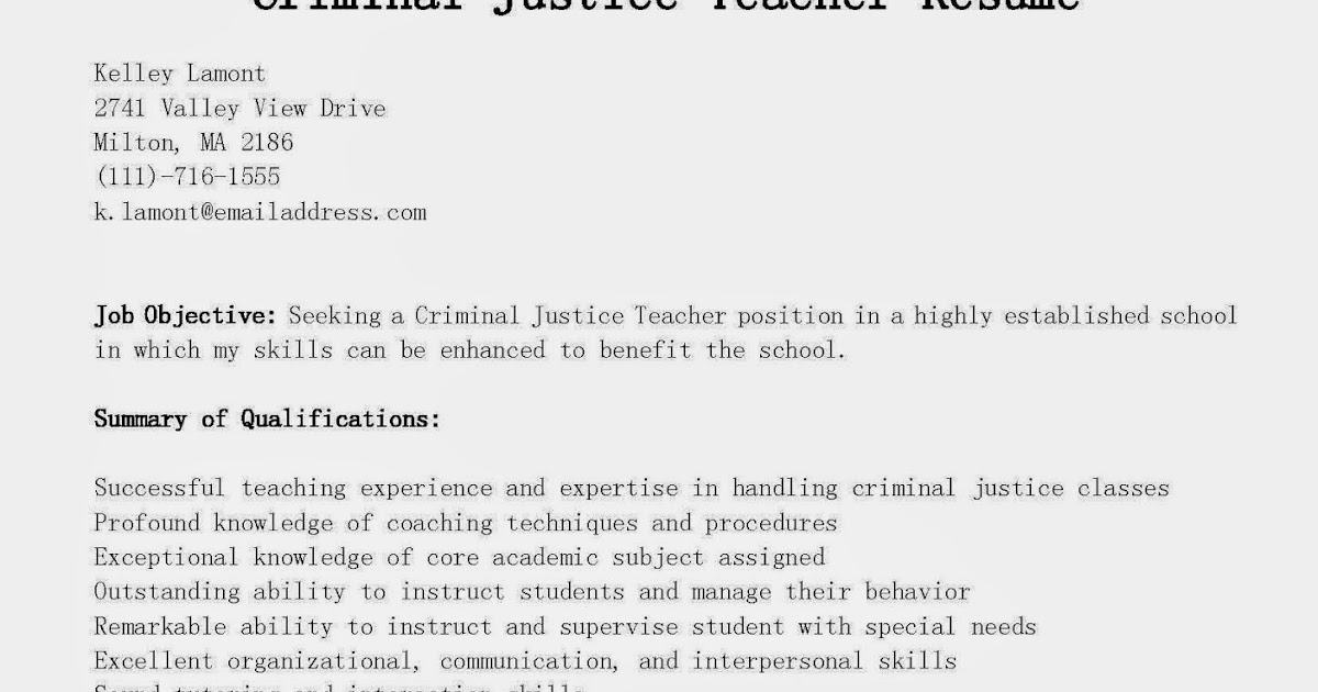 criminal justice resumes