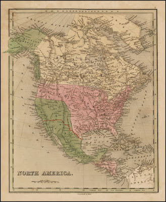 Thomas Gamaliel Bradford, North America [Guadalupe Hidalgo Treaty Line Shown in Red], 1846