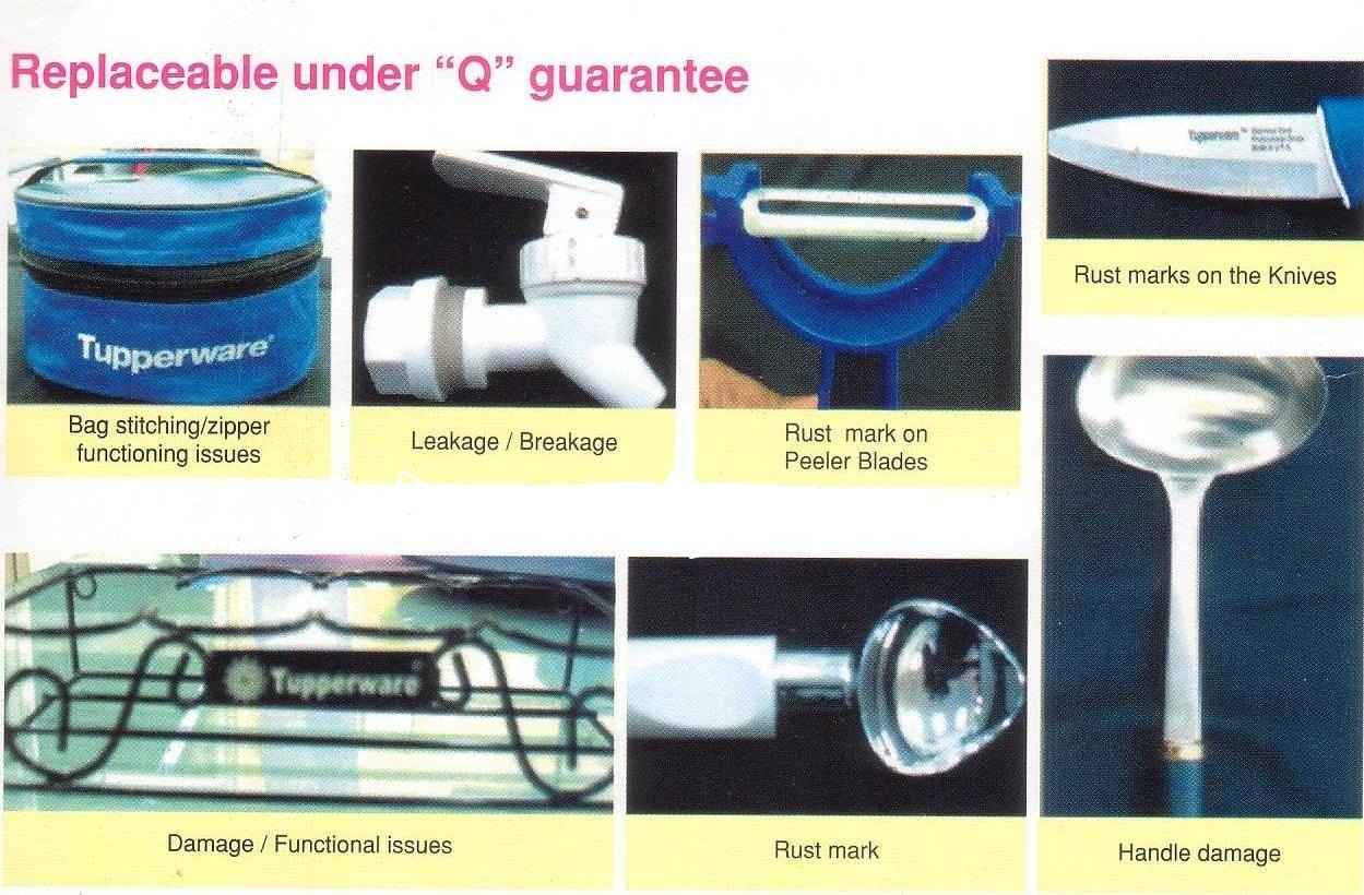 Tupperware TUPPERWARE LIFETIME GUARANTEE & REPLACEMENT DETAIL