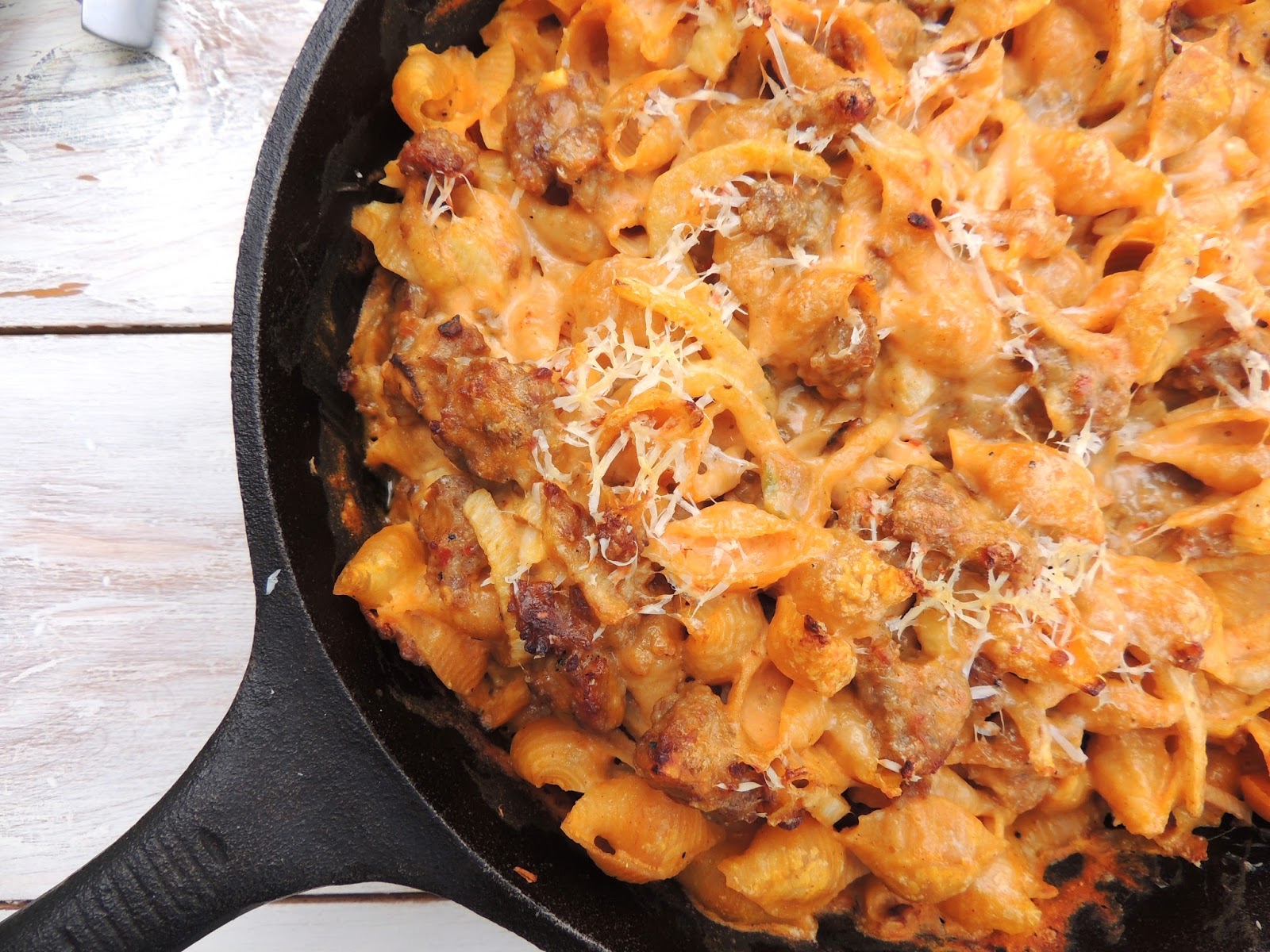 Leave a Happy Plate Creamy Baked Pasta with Sausage, Fennel and Pumpkin