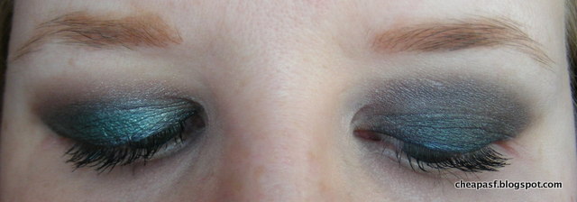 MUA Smokin Palette on right eye (left side of photo); UD Dangerous Palette on left eye (right side of photo) MUA Smokin Palette on right eye (left side of photo); UD Dangerous Palette on left eye (right side of photo)
