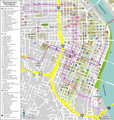 Downtown Portland map, Oregon