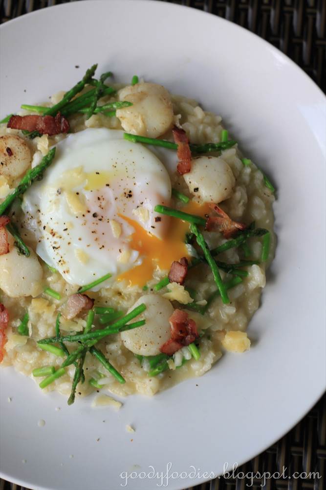 GoodyFoodies Recipe Asparagus and scallop risotto with poached egg