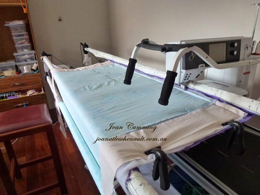 Joan at Leschenault FMQ, Using the Bernina Quilting Frame,