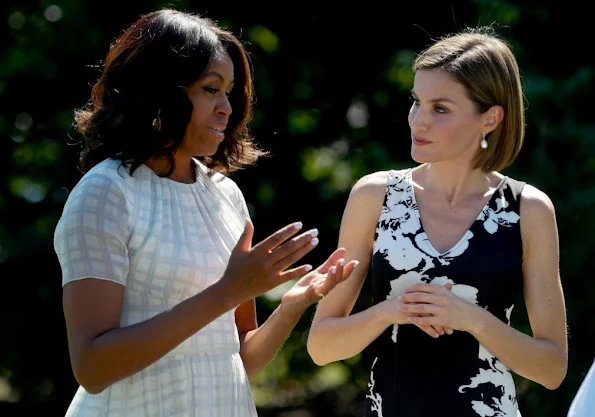 Queen Letizia of Spain meets with US First Lady Michelle Obama at the White House in Washington, DC, USA, Michelle Obama welcomed Queen Letizia to the White House