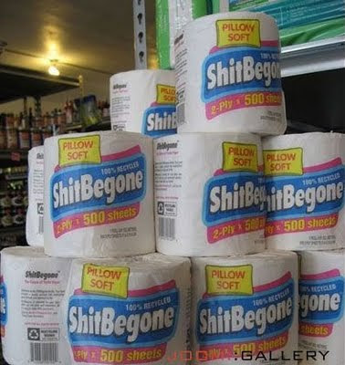'ShitBegone' brand toilet paper