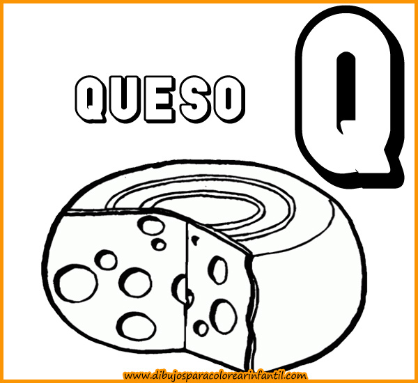 Objetos+Con+La+Letra+Q ... - Abecedario para colorear: Letra Q ~ Dibujos para Colorear Infantil