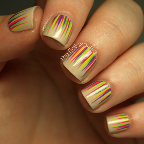 neon waterfall nail art - nailasaurus