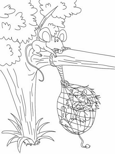 Kids Page: Lion and the Mouse Story Coloring Pages 2