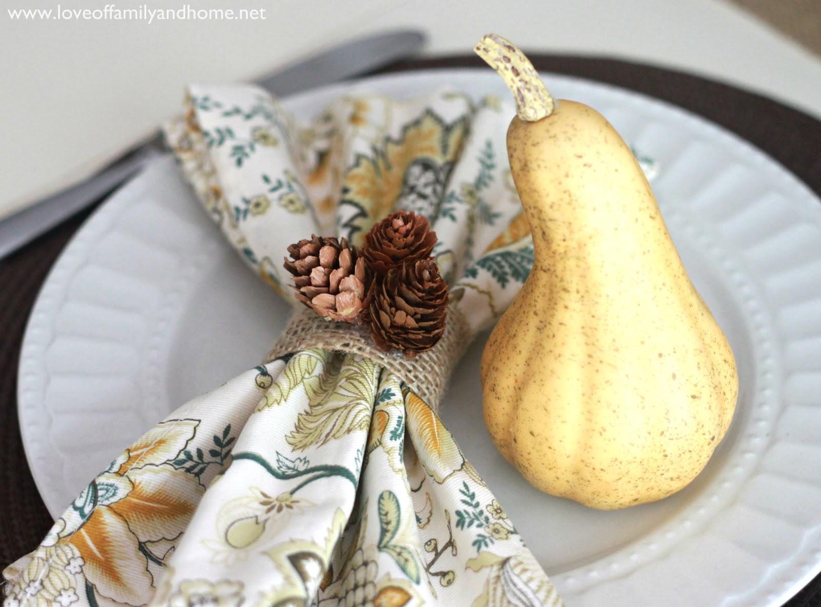 Fall Centerpiece & Napkin Ring Tutorials Tablescape Details Love of