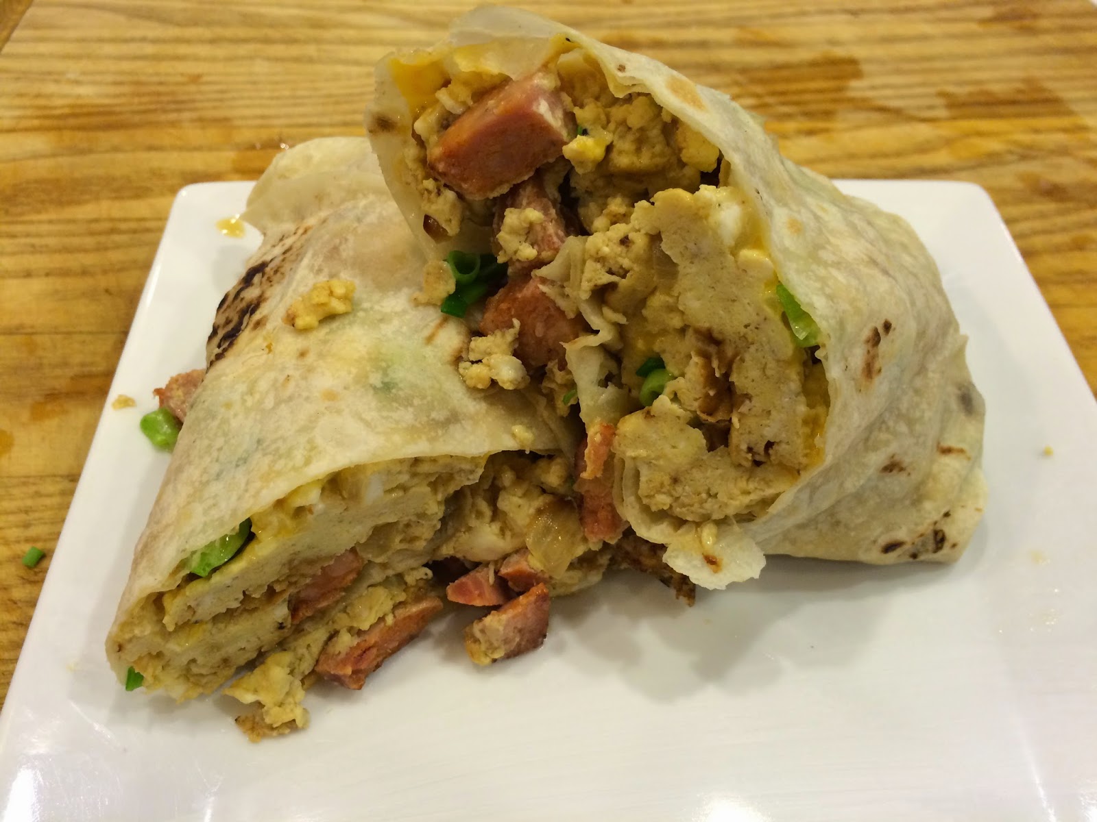 TASTE OF HAWAII PORTUGUESE SAUSAGE AND EGG BREAKFAST BURRITO