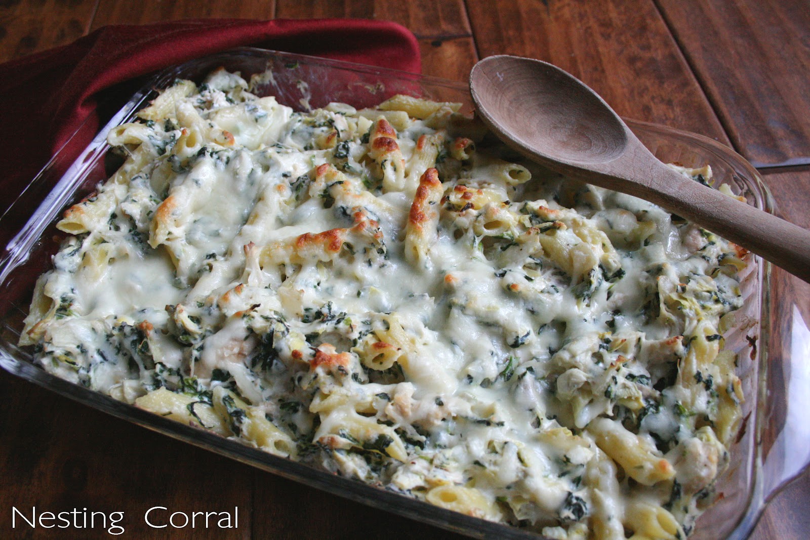 The Nesting Corral Cheesy Chicken, Artichoke, & Spinach Bake