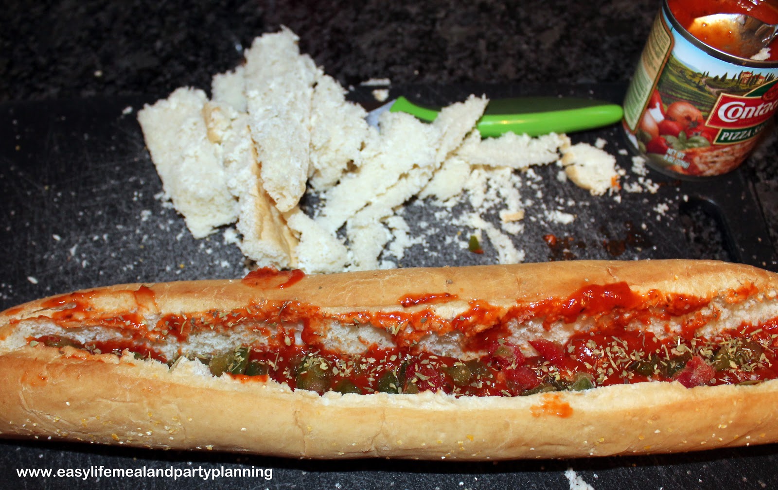 Easy Life Meal and Party Planning French Bread Mini Meatball Pizza