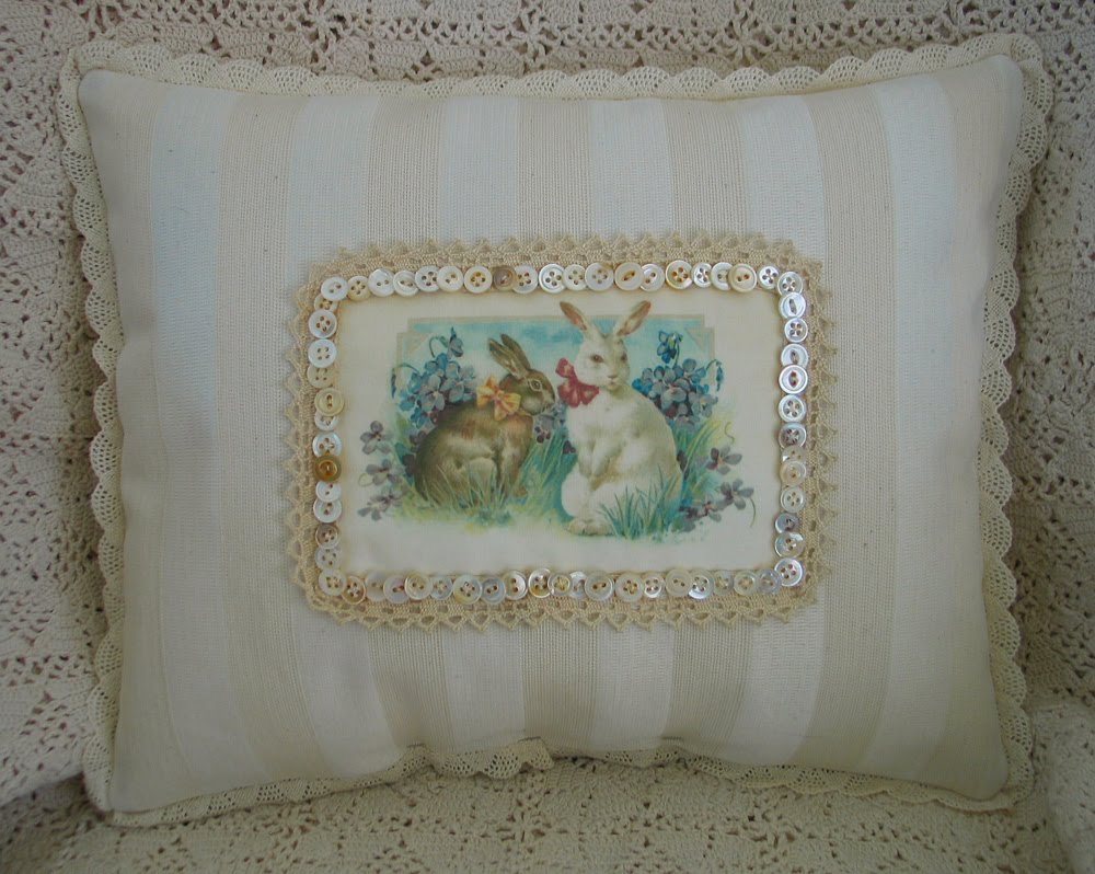 Wild Rose Vintage Bunny Pillow