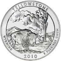 2010 P Yellowstone WY America the Beautiful National Parks in /"Satin/" Mint Wrap